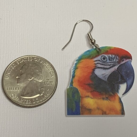 Parrot Earring, Gift Idea, Bird Earring, Novelty Earring, Parrot Jewelry, Silly - Picture 4 of 4